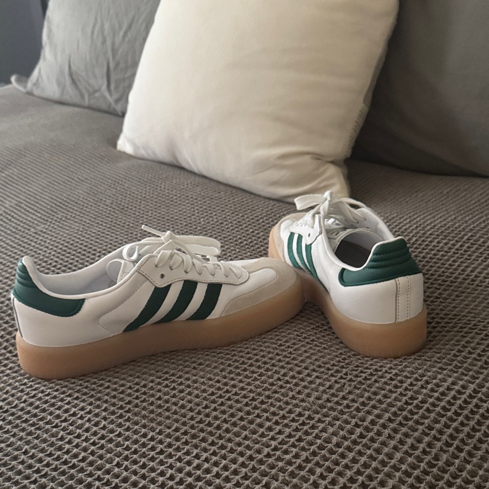 Adidas Classic White and Green Trainers